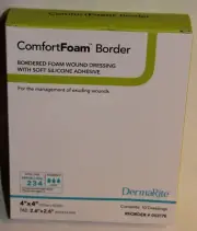 DermaRite ComfortFoam Border (10) 4" x 4" Wound Dressing Soft Silicone Adhesive