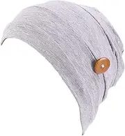 [Generic] Working Cap with Buttons Women Cap Yoga Sports Beanie Workout at Home Turban Headwrap Protect Ears Hats