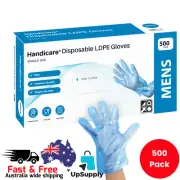 500 Pack Blue LDPE Disposable Plastic Gloves, Food processing & handling
