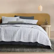Sheridan Reilly Double Stripe Bed Cover in Monochrome/Grey Size: Queen Material: Cotton @Sheridan Rewards