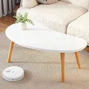 Modern Cloud-Shaped Coffee Table, 80cm x 40cm x 42cm, Living Room Furniture, Wood/White A263 (M White)
