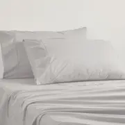 Logan and Mason 250TC 50% Polyester 50% Cotton Percale Sheet Set Silver 50cm Wall King