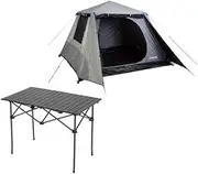 Kings 4-6 Person Tent Polyester Quick Set up+ Aluminium Roll Up Camping Table
