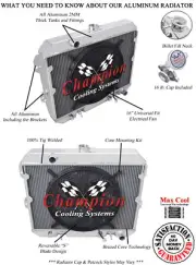 RC Champion 2 Row Radiator W/ 16" Fan for 1981 - 1983 Nissan 280ZX L6 Engine
