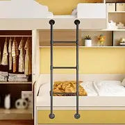 3/4/5 Step Bunk Bed Ladder, Black Wrought Iron Twin Bunk Bed Ladders Wall Mounted Dorm Loft Bed Step Ladder, 100-300cm Safety Climb Ladder Yopappol Emergency Egress Ladder(210cm/83in)