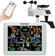 Sainlogic WiFi Weather Station with 10.2 inch Large Display Wireless Weather Station, Indoor Outdoor Remote Monitoring System, Rain Gauge and Temperature Wind Gauge, Wunderground(White)