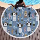 Grey Alpaca Round Beach Pool Towel Fringe 150cm Throw Yoga Picnic Blanket Mat