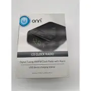 New ONN ONA13AV502 CD Clock Radio Green LED Display USB Port Digital AM/FM