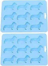BESTonZON Dachshund Dog Shaped Silicone Ice Cube Molds and Tray, 2PCS Ice Cube Tray for Cocktails, Ice Cube Tray and Treat Mold, Sausage Dog Mold for Chilling Drinks Coffee Juice (Blue)