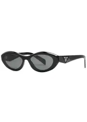 Prada - Oval-frame Sunglasses Black, Designer-engraved Lenses, Designer-stamped Temples, 100% UV Protection One Size