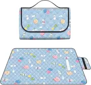 XAUCY Picnic Blanket Outdoor Camping Floor Mat Picnic Mat Thickened Waterproof Beach Blanket Mat Waterproof ﻿(Blue,200cm*200cm)