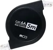 Miyoshi ZMUL-CA605/BK MCO LAN Cable, 5m Retractable Cat6A Compliant, Category 6A Compliant, 10Gbps, 10 Giga, Ultra High Speed, Cord Reel, Wired, Stable, Telework, Easy to Carry, Black