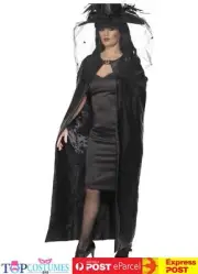 Black Deluxe Witches Witch Cloak Vampire Halloween Adult Cape Costume
