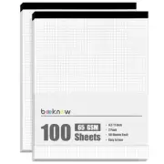 2-Pack 8.5" x 11" White 5x5 Quad Ruled Graph Paper Pads, 50 Sheets per Pad, f...