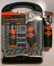 Torelli Tools Wrench & Socket Stubby Set 45 Pieces SAE & Metric Alloy Steel NEW