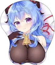 Genshin Impact Xiao Zhongli Mouse Pad with Wrist Support Comfort Silica Gel Wrist Rest Support Mat Mice 3D Mouse Pad Non-Slip PU Base for Computer (Ganyu)