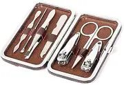 WENGTY Manicure Kit Set For Women Nail Clippers Nail Tools Professional Stainless Steel Nail Clipper Set 7 in 1 Pedicure Kit for Fingernail and Toenail with scissors Portable Travel Case Ideal Men