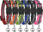 (3-Pack) - Reflective Cat Collar with Bell, Set of 3 OR 6, Solid & Safe, Nylon, Mixed Colours, Pet Collar, Breakaway Cat Collar, By Bemix Pets