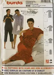 Burda 8271 Sleepwear Lingerie PJ Nightgown Sewing Pattern sz 12-24 UNCUT