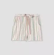 Girls' Belted Shorts - art class, Cream w/ Multi Color Stripe S (6/6X)