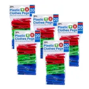 100Pcs Value Pack Xtra Kleen?Clothes Pegs Non-Stain Durable Plastic Laundry