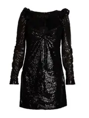 Sequin Mini Dress Black Polyester