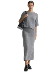 [Oxford] Lisa Alpaca Blend Skirt in Grey