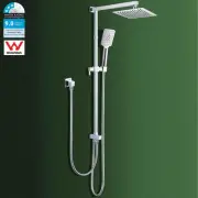 Twin 8'' Square Shower Head Set Handheld Adjustable Sliding Rail Inlet Chrome