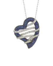 Suzy Levian 18K & Silver 1.02 ct. tw. Sapphire Heart Necklace