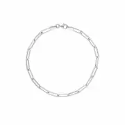 3.6mm Paperclip Link Chain Bracelet Real 14K White Gold Hollow