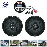 Bluetooth Marine Stereo Receiver Boat Radio + 2PCS 40W Waterproof Black Speakers