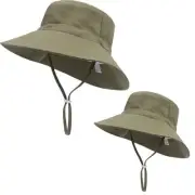 2Pcs Parent-Child Sun Hat,UPF 50+ Toddler Bucket Hat for 0-6 Months Army Green