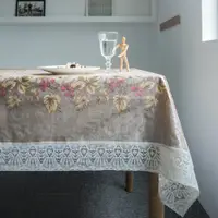 在飛比找蝦皮購物優惠-日本MEIWA仿蕾絲壓花防水塑膠桌巾-鄉村風情132x178