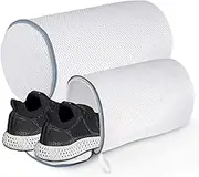Laundry Bag for Shoes, Polyester Zippered Mesh Shoes Wash Bags, Reusable Shoe Wash Bag for Washing Machine for Sneaker, Socks, Bras, Set of 2(XL+L)