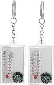 2pcs Compass Thermometer Hiking Small Compass Outdoor Compass Key Chain Thermometer Keychain Compass Snap Hook Compass Pocket Size Convenient Hiking Compass Pocket Compass