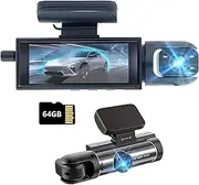 Dash Cam Front and Inside,Dashcams for Cars with 64G Card Traffic Recorder IR Night Vision Loop Recording G-Sensor 24Hr Parking Traffic Recorder(Front/Inside+64G)
