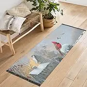 QGBYMX Washable Runner Rug Birds Farm Snow 2’ x 6’ Non Slip Kitchen Runner Rug for Hallways Entryway Patio Living Room Floor Carpet Runner- Soft Thin Mat for Family Pet