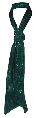Small scarf with fashionable sequins for decoration Green