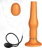 BDSM Hollow Anal Plug Ovipositor with Eggs Inflatable Butt Plug with Air Pump Butt Plug with Thrusting Function Anal Expansion Silicone Anus Bead Dilator Sex Toy for Men and Women(Gold)
