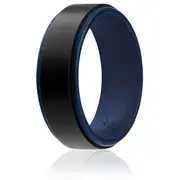 ROQ Silicone Wedding 2Layer Step Ring - Blue-Black by ROQ for Men - 11 mm Ring