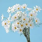 10 Bunches White Simulation Daisy Simulation Flower Outdoor Artificial Wildflower with Stem Shrub Artificial Greenery Plant Arrangement Wedding, Home, Garden Decoration (10, White)