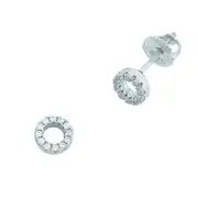 Bevilles 8mm Children's Sterling Silver Cubic Zirconia Open Circle Earrings Stud