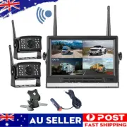 Digital Wireless 7" Monitor Splitscreen 2x Reversing Camera Kit DVR 12V 24V QUAD