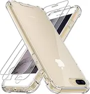 4youquality Case for iPhone 7 Plus and iPhone 8 Plus with [2-Pack] Tempered Glass Screen Protectors, Advanced Air Cushion Drop Protection, Shockproof Transparent Clear Bumper Phone Case Cover