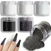 Allstarry 6 Colors Nail Glitter Powder Holographic White Black Nail Shining Sugar Effect Glitter Colorful Cosmetic Festival Powder DIY Nail Art Decoration for Manicure, DIY Crafts