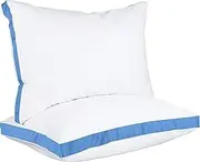 Utopia Bedding Gusseted Quilted Pillow (2-Pack) Premium Quality Bed Pillows - Side Back Sleepers - Blue Gusset - Queen (Pack of 2) - 18 x 26 Inches