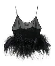 mesh plumage top L Black