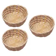 3pcs Handmade Baskets Bamboo Fruit Storage Container Home Storage Baskets