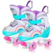 Rainbow Roller Skate Shoes for Kids - Girl Rainbow Rollerskates Adjustable