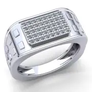 Natural 0.5ct Round Cut Diamond Mens Cluster Modern Engagement Ring 14K Gold
